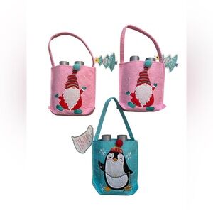 Lot Of 3 Simple Pleasures Shower Gel & Body Lotion In Festive Felt‎ Tote Bag